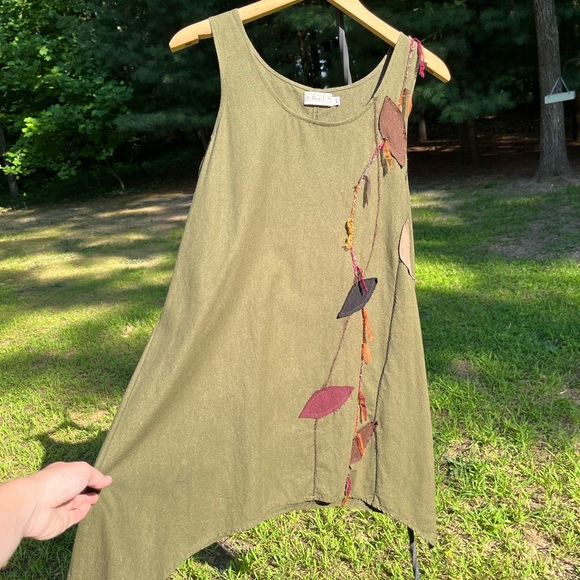 Y2K Raw Silk Fairy Core Dress Green - Picture 2 of 11